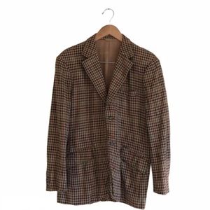VTG WOOL BLAZER Sz 40 Medium Brown Tweed Stripe